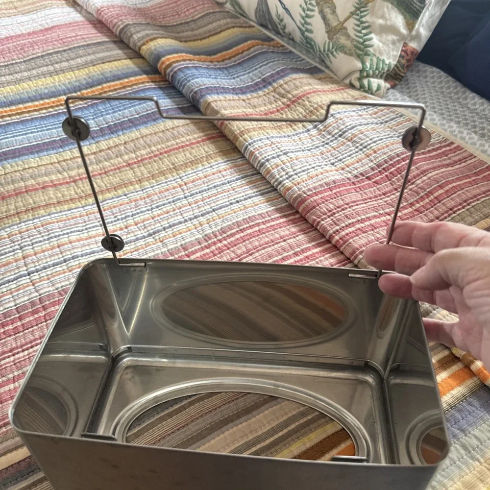 Vtg Retro Brushed Metal Tissue Cover 10x6x5 Large Box Modern Industrial Bathroom